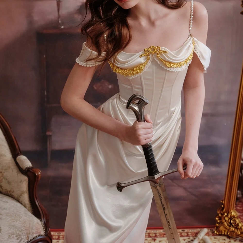 Lacemade Ivory Maxi Corset Dress, Like New